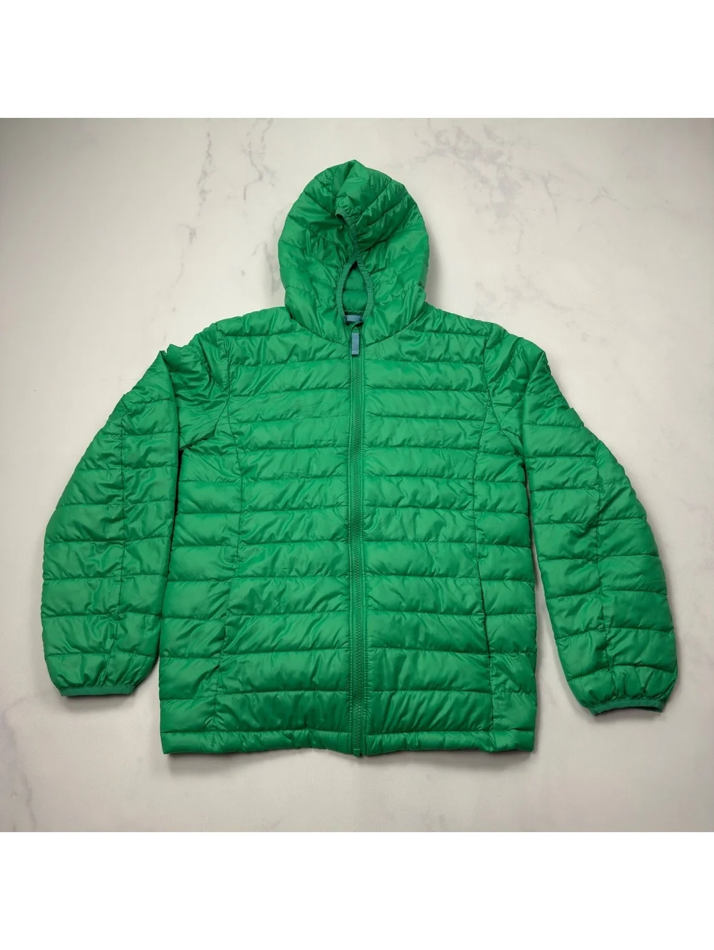 Primary Puffer Jacket Green Hooded Lightweight - Kids Size 16